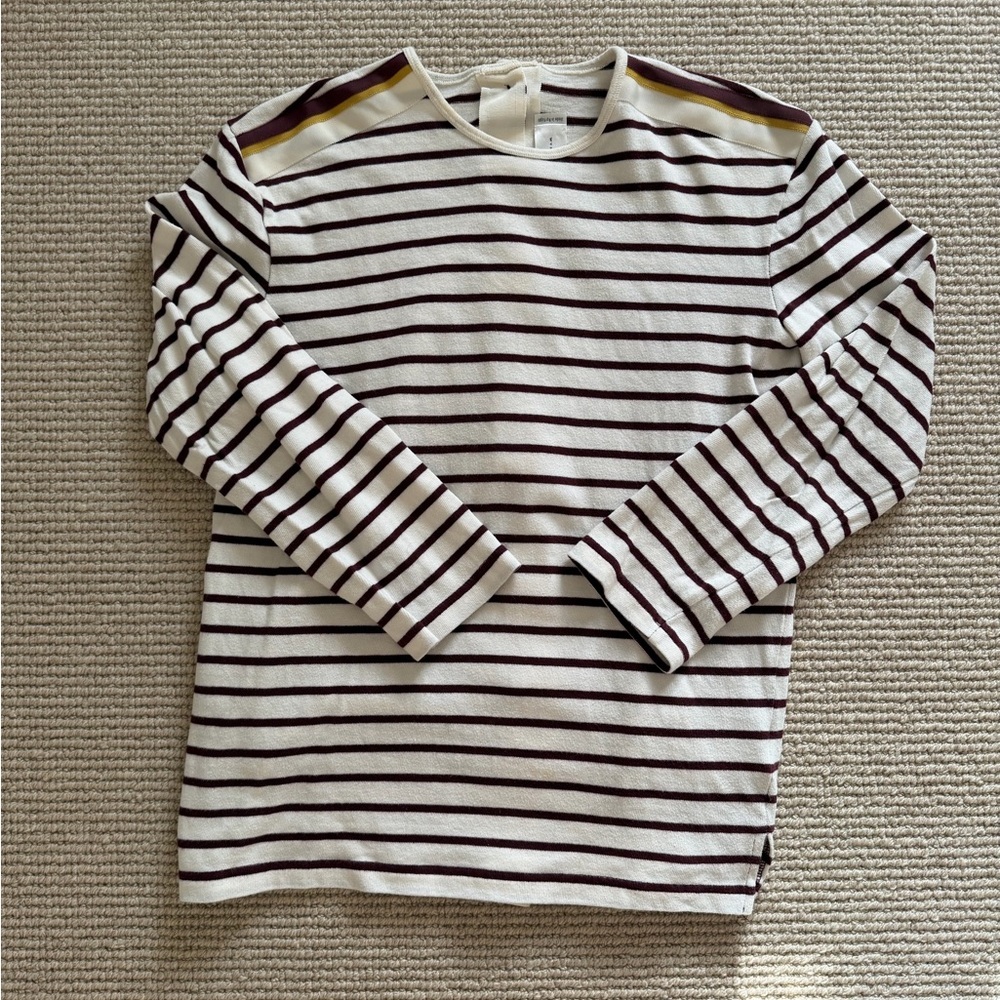 Victoria Beckham Striped Knot Grosgrain Trim Top in White and Maroon - Picture 5 of 9